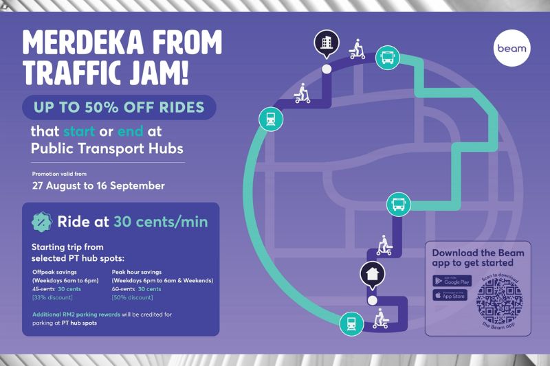 Beam’s E-Scooters Solve First &amp; Last Mile Puzzle in Public Transport, Announces 50% Merdeka Promo from 27th August till 16th September!