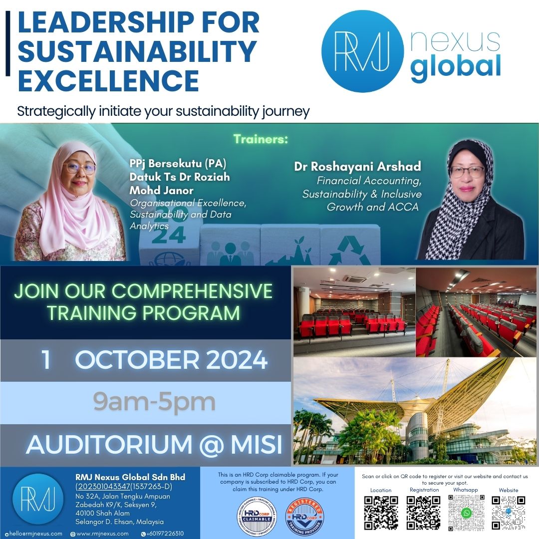 Lead the Way in Sustainability Excellence with RMJ Nexus Global SDN BHD’s Upcoming Training Programme
