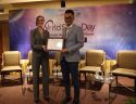 Mr. Lew Mun Yee (right) receiving the World Sleep Day 2019 Honorable Mention presented by Rosemary Clancy