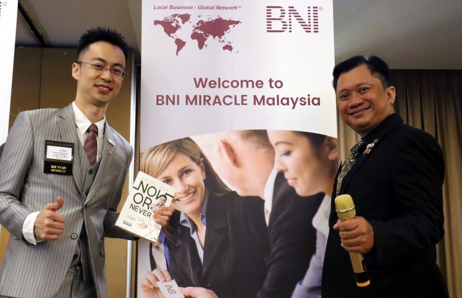(From left to right): Adi Afendi and Marcus Teoh, BNI Miracle chapter co-founders at the Big Business Opportunity Day 