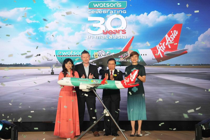 Watsons Malaysia celebrates 30th anniversary with first Watsons-branded aircraft in partnership with AirAsia