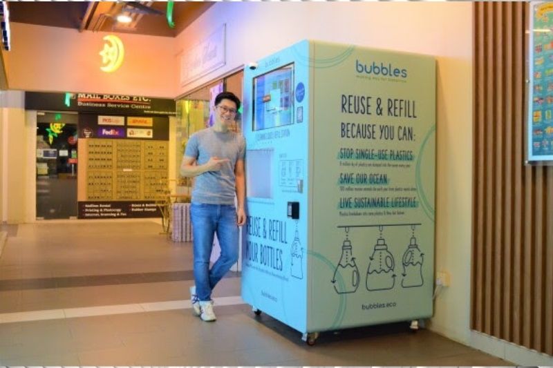 Crushing Single-Use Plastic With Bubbles Refillery Vending Machines
