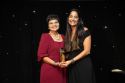Labuan IBFC CEO, Farah Jaafar-Crossby (left), receives best Asian Domicile award from Captive Review’s Mansi Khatwani at the Asia  Captive Review Awards 2019. 