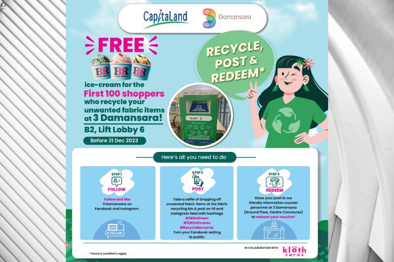 CapitaLand aims to instil fabric recycling awareness among the community in The Mines and 3 Damansara